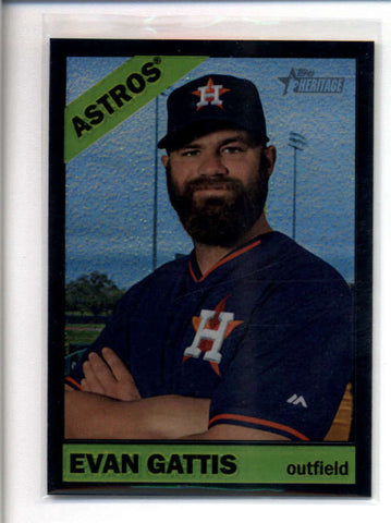 EVAN GATTIS 2015 TOPPS HERITAGE CHROME #707 RARE BLACK REFRACTOR #57/66 AB7615