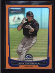 TROY TULOWITZKI 2012 BOWMAN CHROME #56 ORANGE REFRACTOR PARALLEL #05/25 AB8874