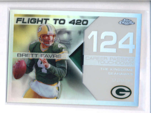 BRETT FAVRE 2007 TOPPS CHROME REFRACTOR #BF124 FLIGHT TO 420 #030/100 AC2034