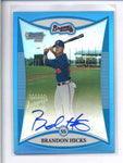 BRANDON HICKS 2008 BOWMAN CHROME BLUE REFRACTOR ROOKIE AUTO #146/150 AC1430