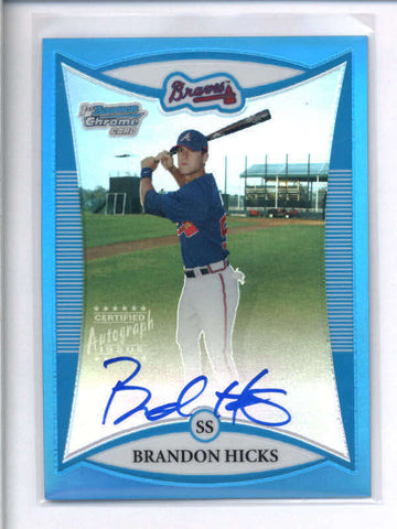 BRANDON HICKS 2008 BOWMAN CHROME BLUE REFRACTOR ROOKIE AUTO #146/150 AC1430