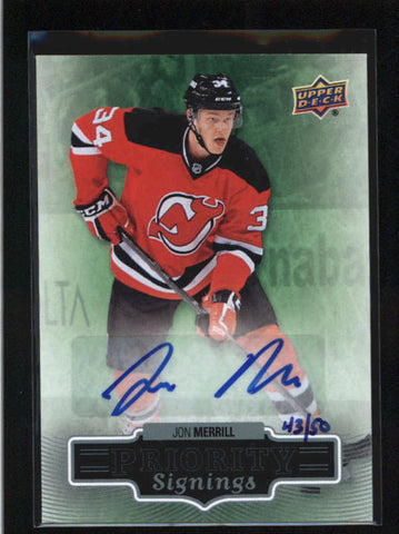 JON MERRILL 2013/14 UD PRIORITY SIGNINGS TORONTO SPRING EXPO RC AUTO #/50 AB9123