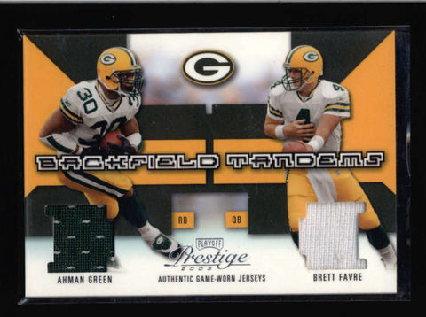 BRETT FAVRE /AHMAN GREEN 2003 PRESTIGE BACKFIELD TANDEMS DUAL JERSEY /400 AC687