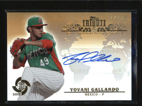 YOVANI GALLARDO 2013 TOPPS TRIBUTE WBC GOLD AUTOGRAPH AUTO #12/35 AB5474