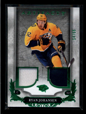 RYAN JOHANSEN 2018/19 UPPER DECK ARTIFACTS EMERALD DUAL JERSEY #54/65 AC2465