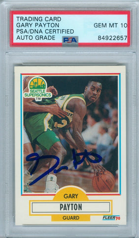 Gary Payton 1990 Fleer Update #U92 RC Rookie Autograph PSA DNA Gem Mint Auto 10