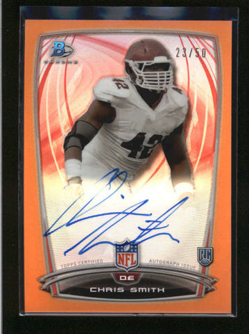 CHRIS SMITH 2014 BOWMAN CHROME ORANGE REFRACTOR ROOKIE AUTO #23/50 AB8932