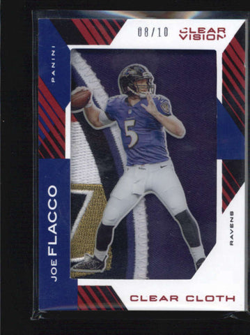 JOE FLACCO 2015 CLEAR VISION RED CLEAR CLOTH 4-CLR LOGO PATCH #08/10 AB6560