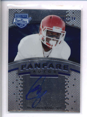 MOHAMED SANU 2012 PRESS PASS FAN FARE BLUE ROOKIEAUTOGRAPH AUTO #191/199 AC2080