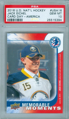 JACK EICHEL 2016 UPPER DECK NATIONAL HOCKEY DAY RC ROOKIE #USA16 PSA 10