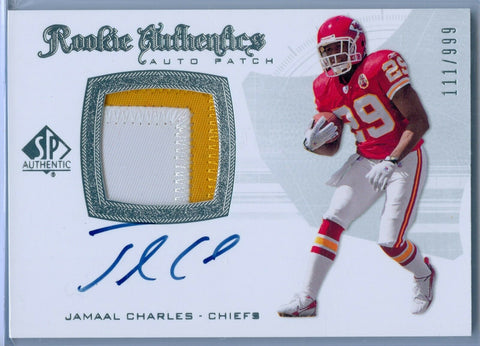 JAMAAL CHARLES 2008 08 SP AUTHENTIC RC ROOKIE PATCH AUTO AUTOGRAPH SP/999