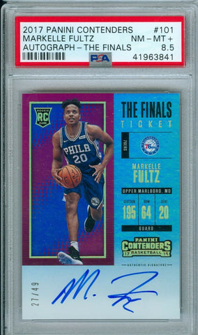 MARKELLE FULTZ 2017 PANINI CONTENDERS THE FINALS ROOKIE AUTO AUTOGRAPH PSA 8.5