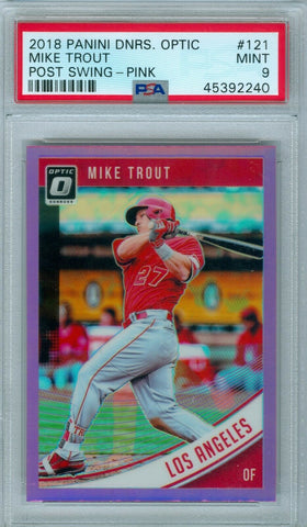 MIKE TROUT 2018 PANINI DONRUSS OPTIC POST SWING PINK #121 PSA 9