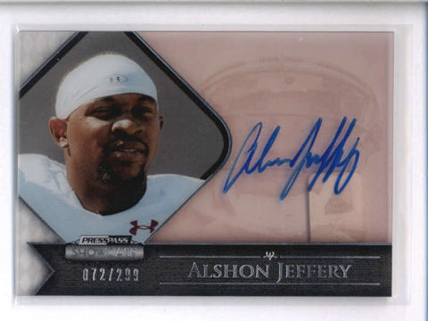 ALSHON JEFFERY 2012 PRESS PASS SHOWCASE ROOKIE AUTOGRAPH AUTO #072/299 AC2101