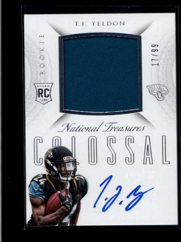 T.J. YELDON 2015 NATIONAL TREASURES COLOSSAL ROOKIE JERSEY AUTO #17/99 AB8240