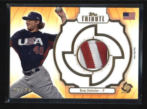 ROSS DETWILIER 2013 TOPPS TRIBUTE WBC TEAM USA GOLD GAME PATCH #25/25 AB6775