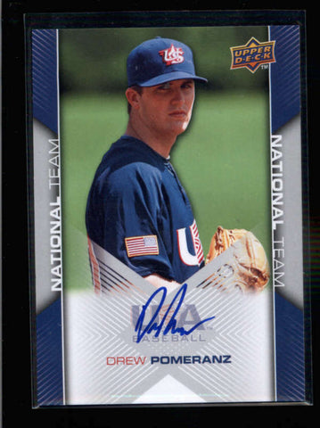 DREW POMERANZ 2009 UD TEAM USA ON CARD ROOKIE AUTOGRAPH AUTO RC SP /502 AC1112