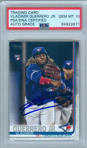 Vladimir Guerrero Jr 2019 Topps Update RC Autograph PSA DNA Gem Mint Auto 10