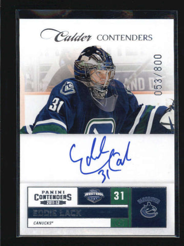 EDDIE LACK 2011/12 PANINI CONTENDERS #254 CALDER ROOKIE AUTO #053/800 AB6010