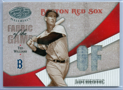 TED WILLIAMS 2004 04 LEAF CERTIFIED FOTG FABRIC OF THE GAME USED JERSEY SP/25