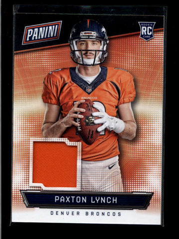 PAXTON LYNCH 2016 PANINI THE NATIONAL #19 ROOKIE USED WORN JERSEY RC AB7418