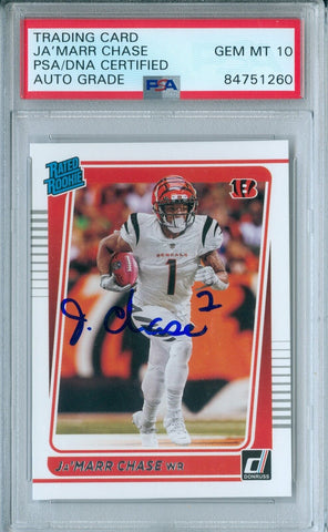 Ja'marr Chase 2021 Donruss #262 RC Rookie Autograph PSA DNA GEM MT 10 Auto