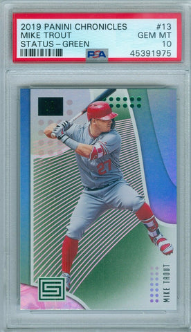 MIKE TROUT 2019 PANINI CHRONICLES STATUS GREEN #13 PSA 10