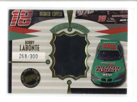 BOBBY LABONTE 2002 PRESS PASS RARE RACE USED CAR COVER RELIC #268/300 AB9715