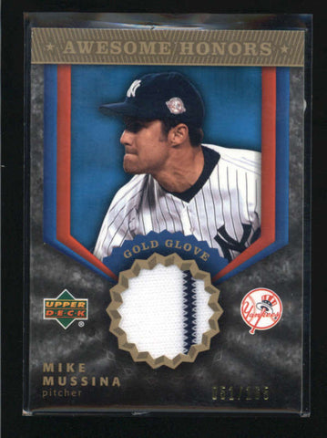 MIKE MUSSINA 2004 UPPER DECK AWESOME HONORS GAME USED JERSEY #051/165 AB5374