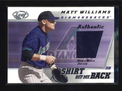 MATT WILLIAMS 2002 LEAF SHIRT OFF MY BACK GAME USED WORN JERSEY AB5951