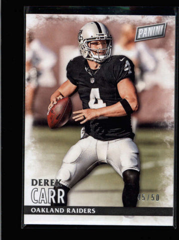 DEREK CARR 2016 PANINI BLACK FRIDAY #29 THICK STOCK CARD #45/50 AB8682