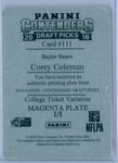 COREY COLEMAN 2016 CONTENDERS 1/1 MAGENTA PRINTING PLATE RC AUTO AUTOGRAPH SP/1