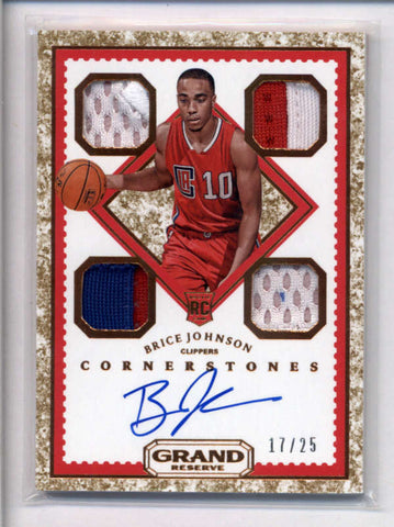 BRICE JOHNSON 2016/17 GRAND RESERVE ROOKIE GRANITE QUAD PATCH AUTO #/25 AC2385