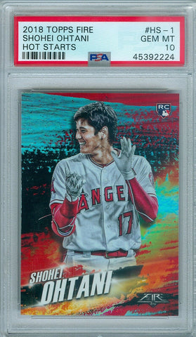 SHOHEI OHTANI 2018 TOPPS FIRE HOT STARTS RC ROOKIE #HS-1 PSA 10