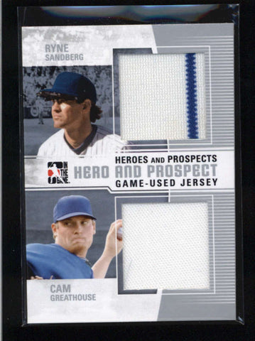 RYNE SANDBERG / CAM GREATHOUSE 2011 ITG HEROES PROSPECTS JERSEY SP /49 AB9581