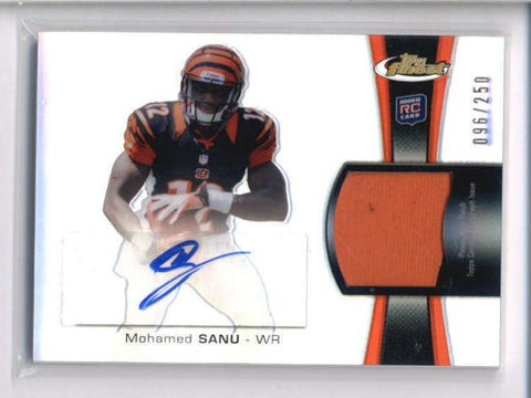 MOHAMED SANU 2002 TOPPS FINEST ROOKIE REFRACTOR PATCH AUTO RC #096/250 AC2126