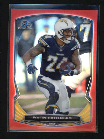 RYAN MATHEWS 2014 BOWMAN CHROME #62 RARE RED REFRACTOR #10/25 AB6847