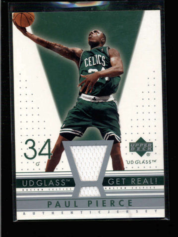 PAUL PIERCE 2003/04 UPPER DECK UD GLASS GAME USED WORN JERSEY AC1904