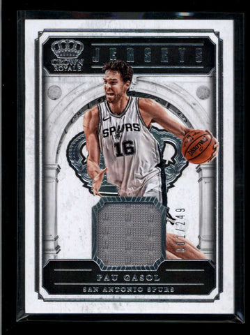 PAU GASOL 2017/18 CRWON ROYALE GAME USED WORN JERSEY #001/249 AC2424