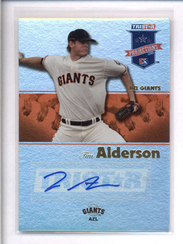 TIM ALDERSON 2008 TRISTAR PROJECTIONS ORANGE FOIL ROOKIE AUTO #3/5 AC1411