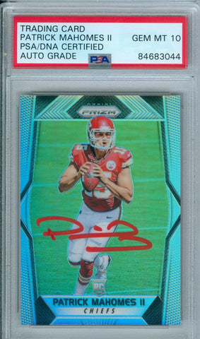 Patrick Mahomes 2017 Prizm #269 RC Rookie Autograph PSA DNA GEM MT 10 AUTO