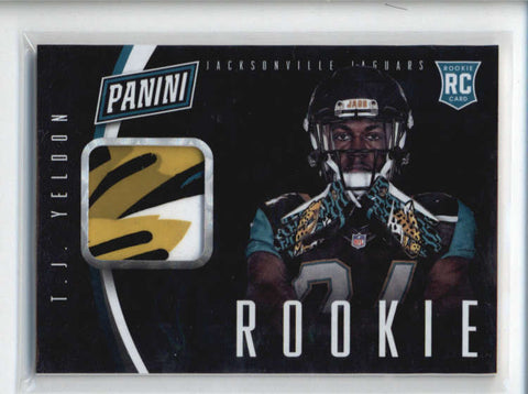 T.J. YELDON 2015 PANINI THE NATIONAL HOLO RINGS ROOKIE WORN GLOVE SP /10 AB5558