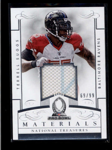 TERRELL SUGGS 2014 NATIONAL TREASURES PRO BOWL MATERIALS JERSEY #69/99 AB8328