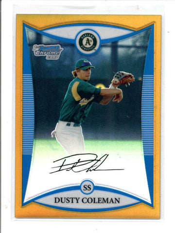 DUSTY COLEMAN 2008 BOWMAN CHROME #BDPP46 GOLD REFRACTOR ROOKIE RC #14/50 AC838