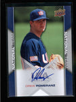 DREW POMERANZ 2009 UD TEAM USA ON CARD ROOKIE AUTOGRAPH AUTO RC SP /502 AC1113