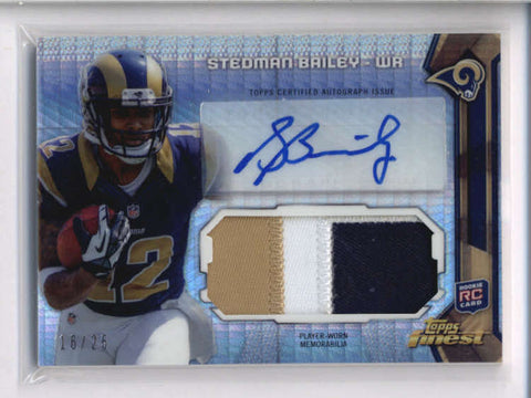 STEDMAN BAILEY 2013 FINEST PRISM REFRACTOR ROOKIE 3-CLR PATCH AUTO #16/25 AC2113