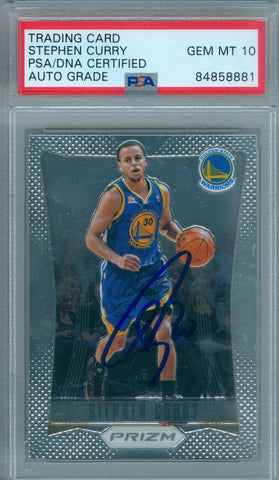 Stephen Curry 2012 Prizm #72 Autograph PSA DNA Gem Mint 10 Auto