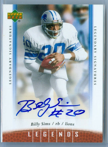 BILLY SIMS 2006 06 UPPER DECK LEGENDS LEGENDARY SIGNATURES AUTO AUTOGRAPH SP