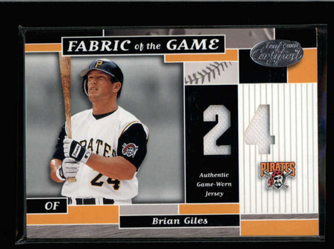 BRIAN GILES 2002 LEAF CERTIFIED FABRIC OF THE GAME DUAL JERSEY #08/24 AB8607