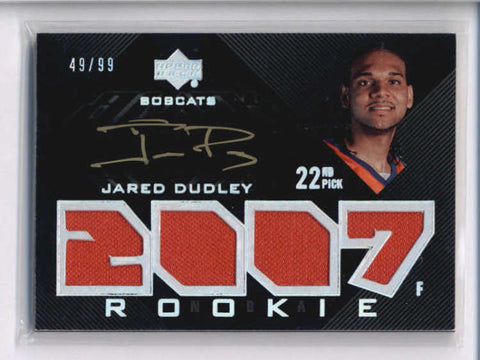 JARED DUDLEY 2007/08 UD BLACK ROOKIE QUAD JERSEY AUTOGRAPH AUTO #49/99 AC2015